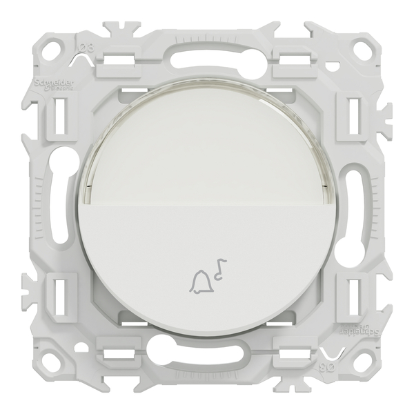 Schneider - Odace 2025 - LOT de 10 Boutons poussoir porte-étiquette - symbole carillon - Blanc craie - Réf : S920246 x 10 - Vue de face