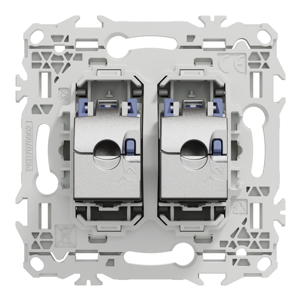 Schneider - Odace 2025 - LOT de 10 Prises double RJ45 - Cat6 STP grade 2TV min à grade 3TV - Blanc craie - Réf : S920486 x 10 - Vue de dos