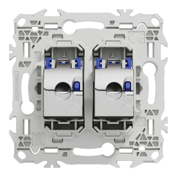 Schneider - Odace 2025 - LOT de 10 Prises double RJ45 - Cat6A STP grade 3TV - Blanc craie - Réf : S920487 x 10 - Vue de dos