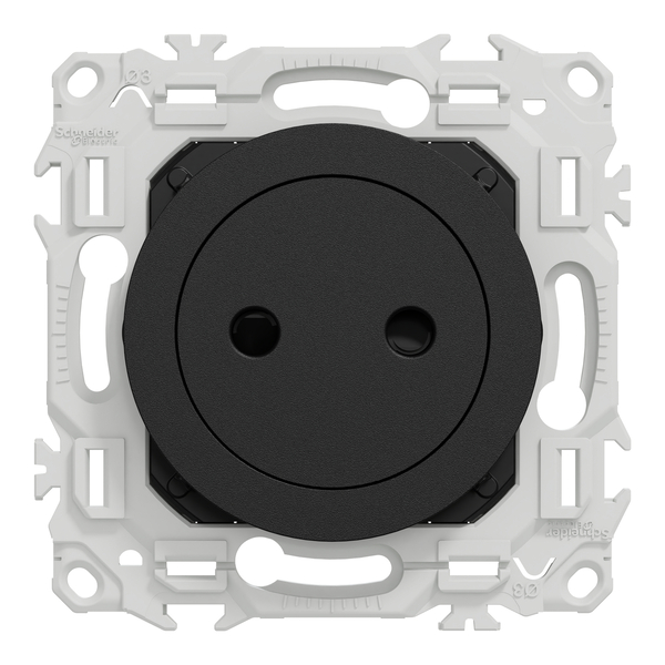 Schneider - Odace 2025 - LOT de 10 Prises 2P affleurante - Bornes automatiques - Noir onyx - Réf : S940033 x 10 - Vue de face