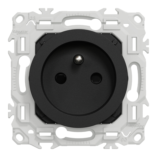 Schneider - Odace 2025 - LOT de 10 Prises rénovation 2P+T à puits - 4 bornes auto par pôle - Noir onyx - Réf : S940049 x 10 - Vue de face