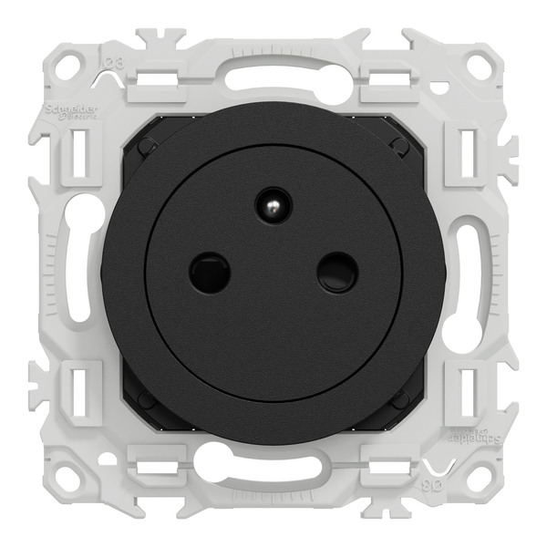 Schneider - Odace 2025 - LOT de 10 Prises de courant 2P+T affleurante - Noir onyx - Réf. : S940052 x 10 - Vue de face