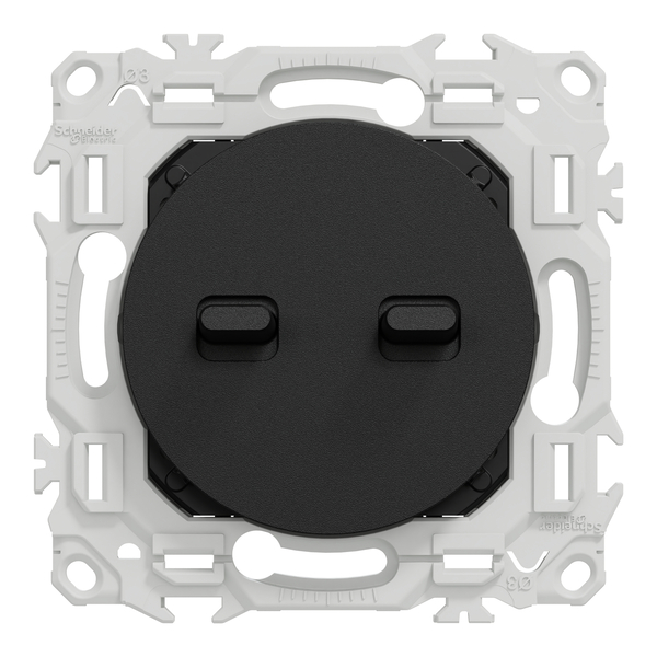 Schneider - Odace 2025 - LOT de 10 Double va-et-vient ou poussoir à levier - 10AX - Noir onyx - Réf : S940213 x 10 - Vue de face