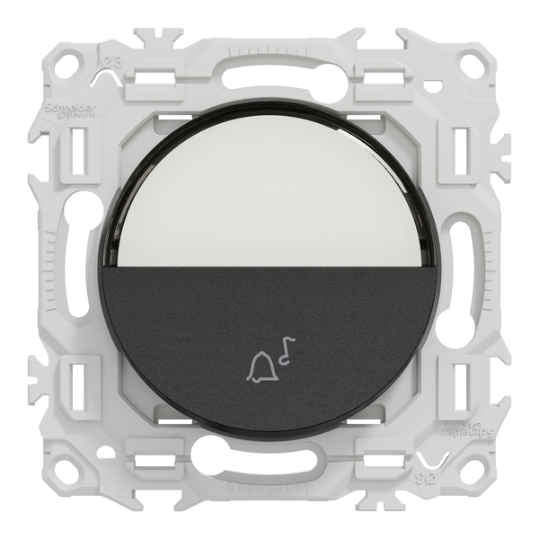 Schneider - Odace 2025 - Bouton poussoir porte-étiquette - symbole carillon - Noir onyx - Réf : S940246 - Vue de face
