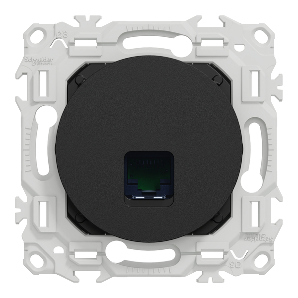 Schneider - Odace 2025 - LOT de 10 Prises RJ45 - Cat6 UTP grade 1 à 2 - Noir onyx - Réf : S940475 x 10 - Vue de face