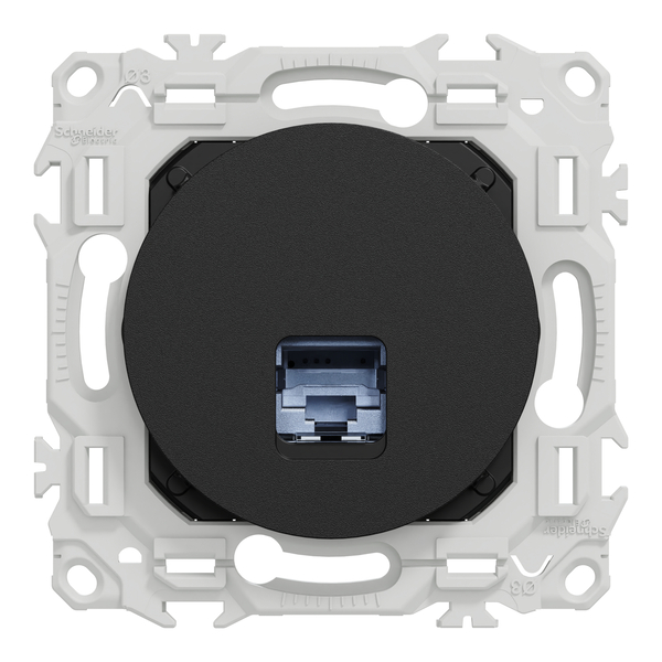 Schneider - Odace 2025 - LOT de 10 Prises RJ45 - Cat6 STP grade 2TV min à grade 3TV - Noir onyx - Réf : S940476 x 10 - Vue de face