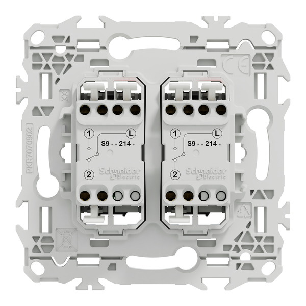 Schneider - Odace 2025 - LOT de 10 Double Va et Vient ou Poussoir - Sans enjoliveur - 10AX - Blanc craie - Réf : S980214 x 10 - Vue de dos