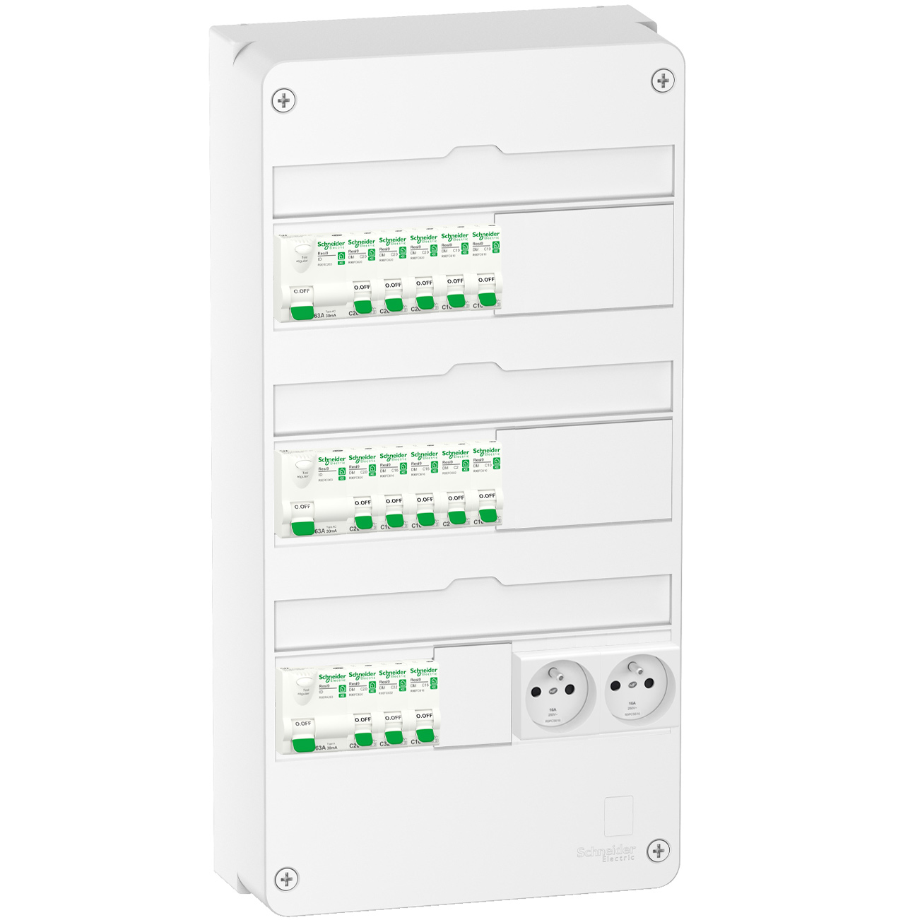 Schneider - Tableau électrique pré-équipé et pré-câblé pour T3 - Rési9 - 13  modules - 3 Rangées - XE - Réf: SCHT3R3ID - ELECdirect Vente Matériel  Électrique