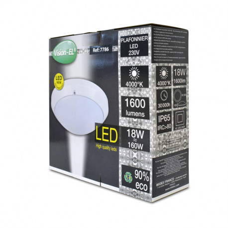 Vision-EL - Plafonnier LED Ø300 blanc - 18W - Réf : 7786