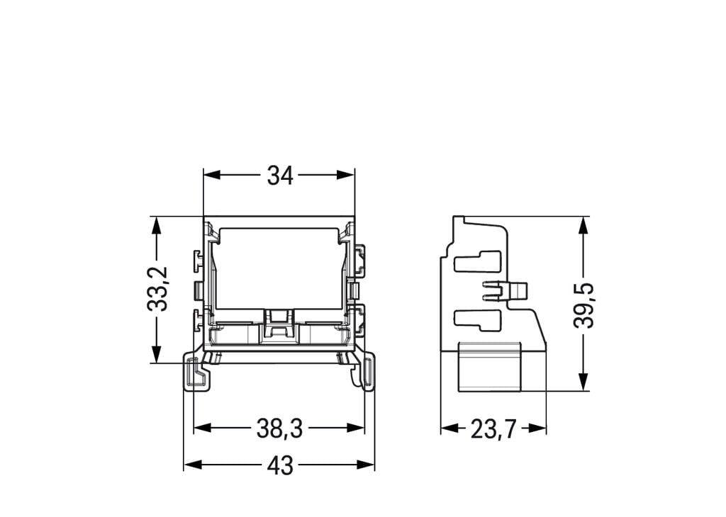 Adaptateur de fixation pour bornes à 10 conducteurs Série 221 - 4 mm² - Rail 35/DIN - Blanc