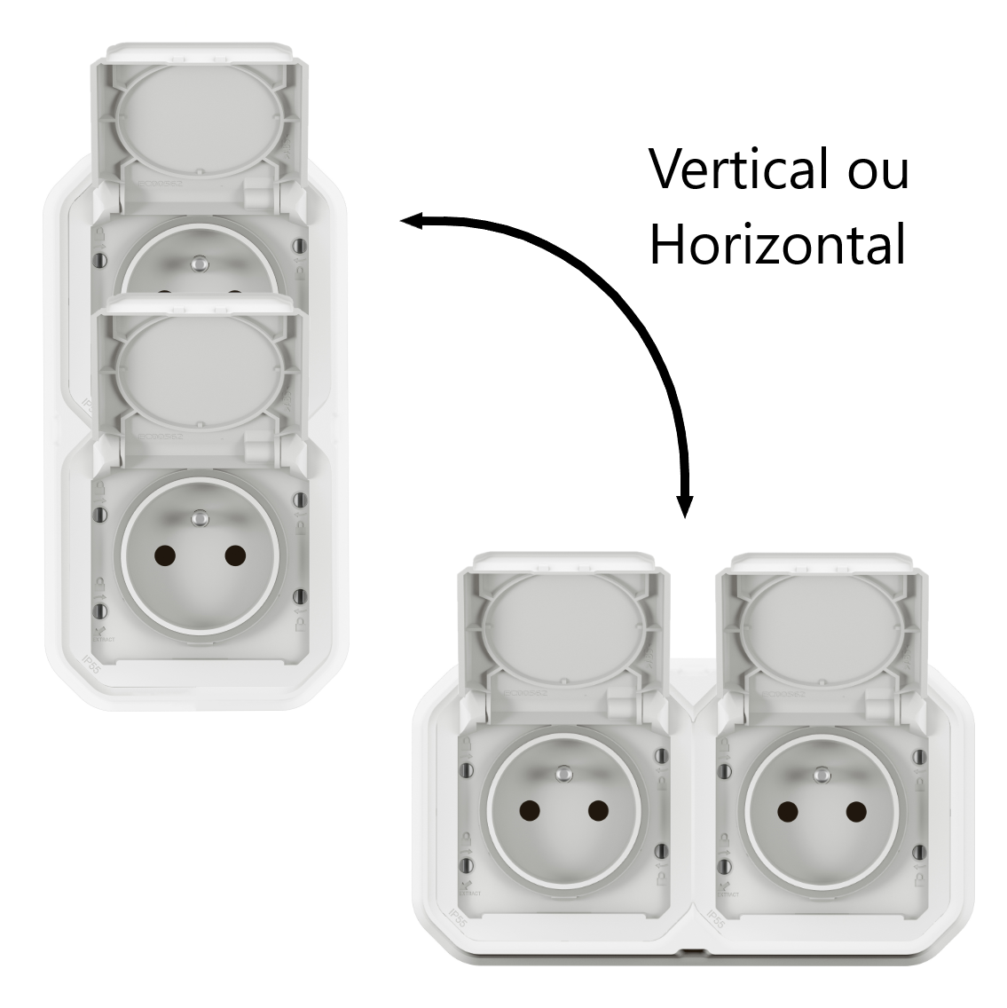 copy of Legrand - Prise de courant 2P+T 16A étanche Plexo prêt à poser encastrée - IP55 - IK08 - 250V - Gris - Réf : 069831L